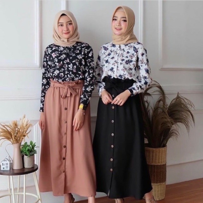 CUCI GUDANG!! OLIN SKIRT / ROK VINCA PREMIUM/ rok mosscrepe tali OLIN PREMIUM WANITA TERMURAH