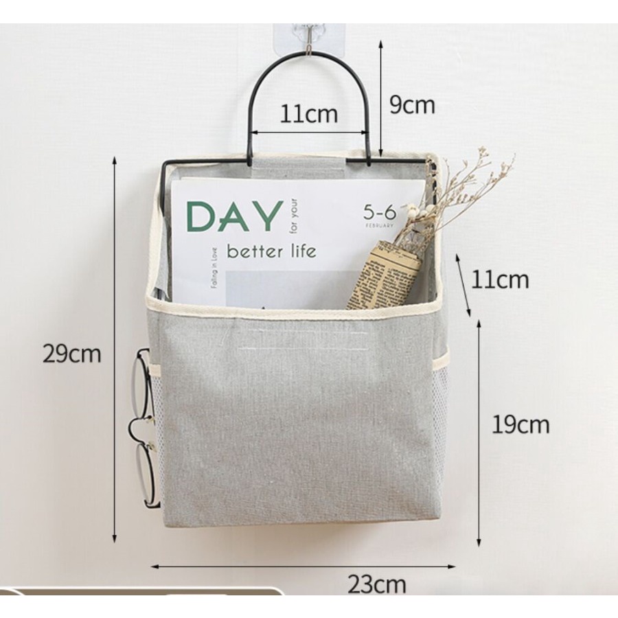 DESKTOP STORAGE BOX CANVAS HANGING BAG / TAS PENYIMPANAN GANTUNG SERBAGUNA