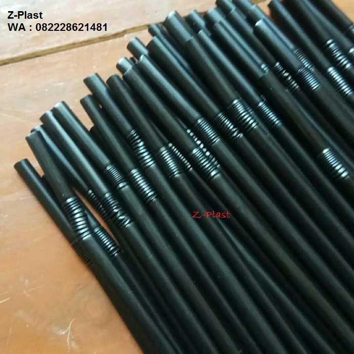 Jual Sedotan Plastik Warna Hitam isi 400 pcs /Sedotan Jus/Sedotan Tekuk