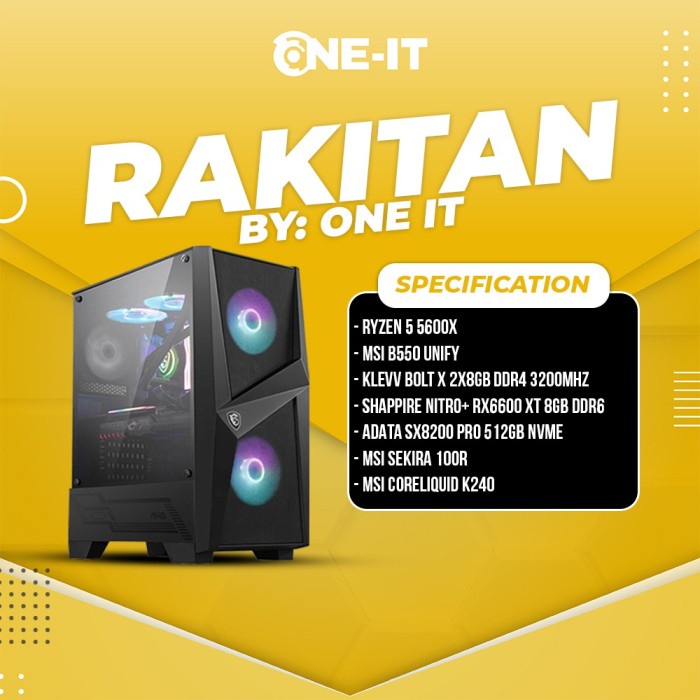 PC Rakitan Ryzen 5 5600X | RX 6600 XT | RAM 16 GB | SSD 512 GB nvme