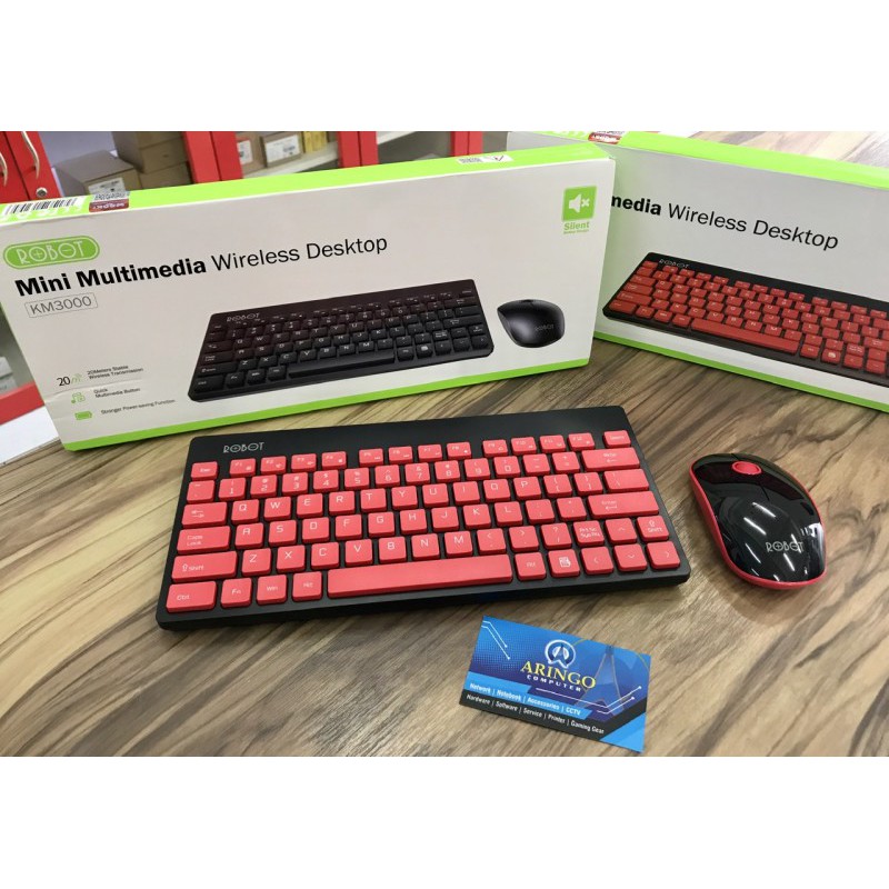 Keyboard ROBOT Wireless SILENT COMBO KM3000 + Mouse RED-BLACK