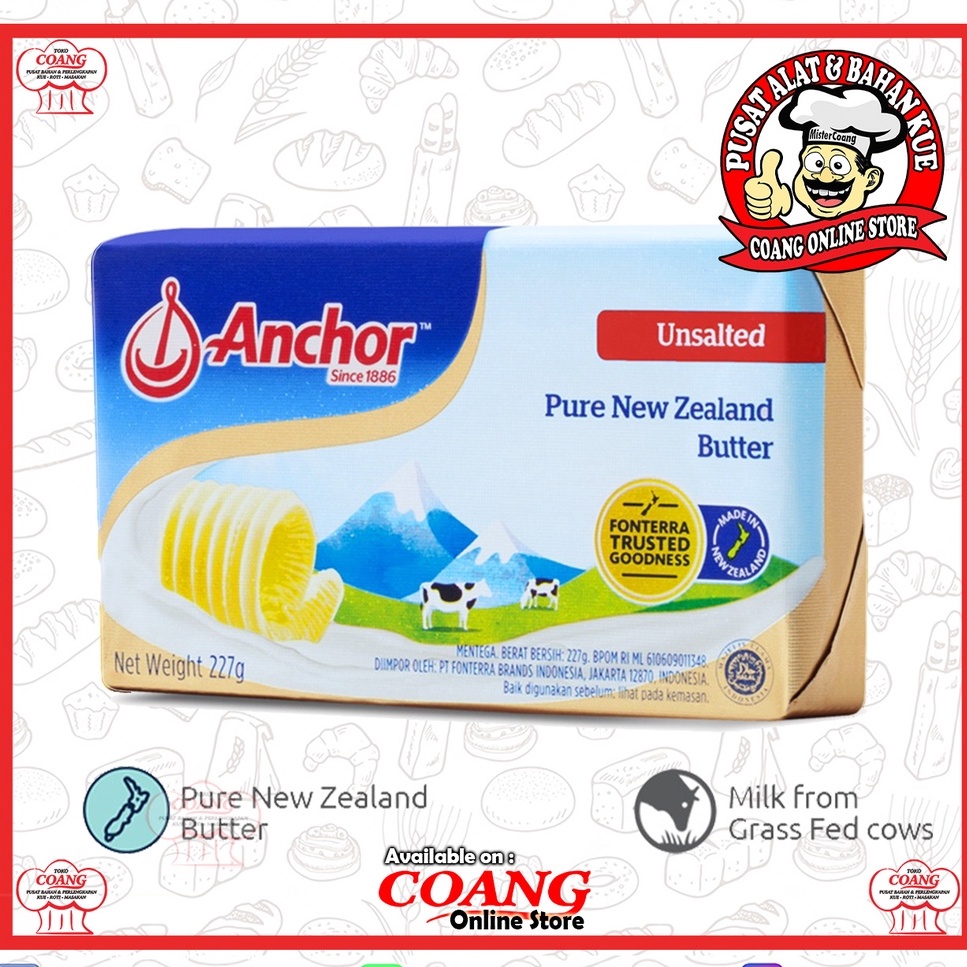 

ANCHOR UNSALTED BUTTER 200 GR - PREMIUM BUTTER FROM NEW ZEALAND - MENTEGA TAWAR