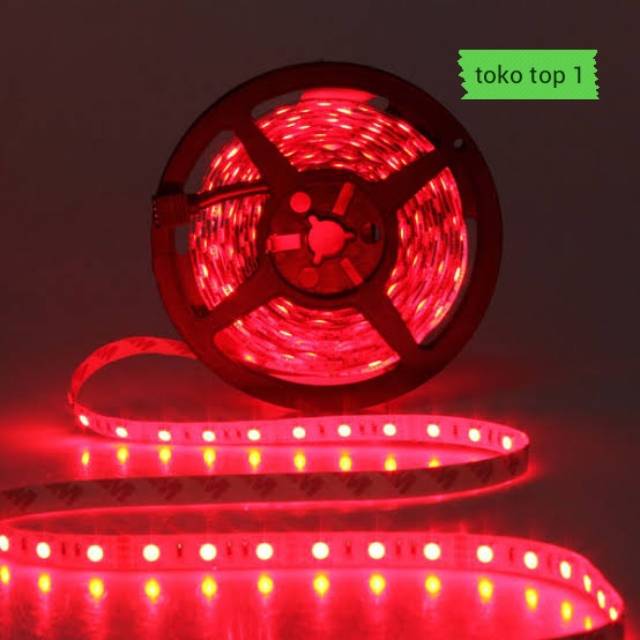 lampu led strip 2835 ip44 DC12V  5m warna merah/ waterproof lampu plasfon lampu etalase