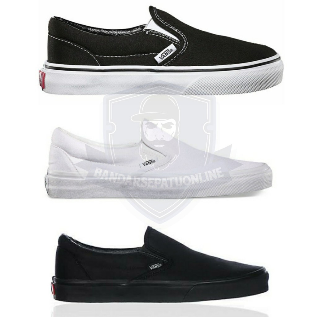 vans slip on full black