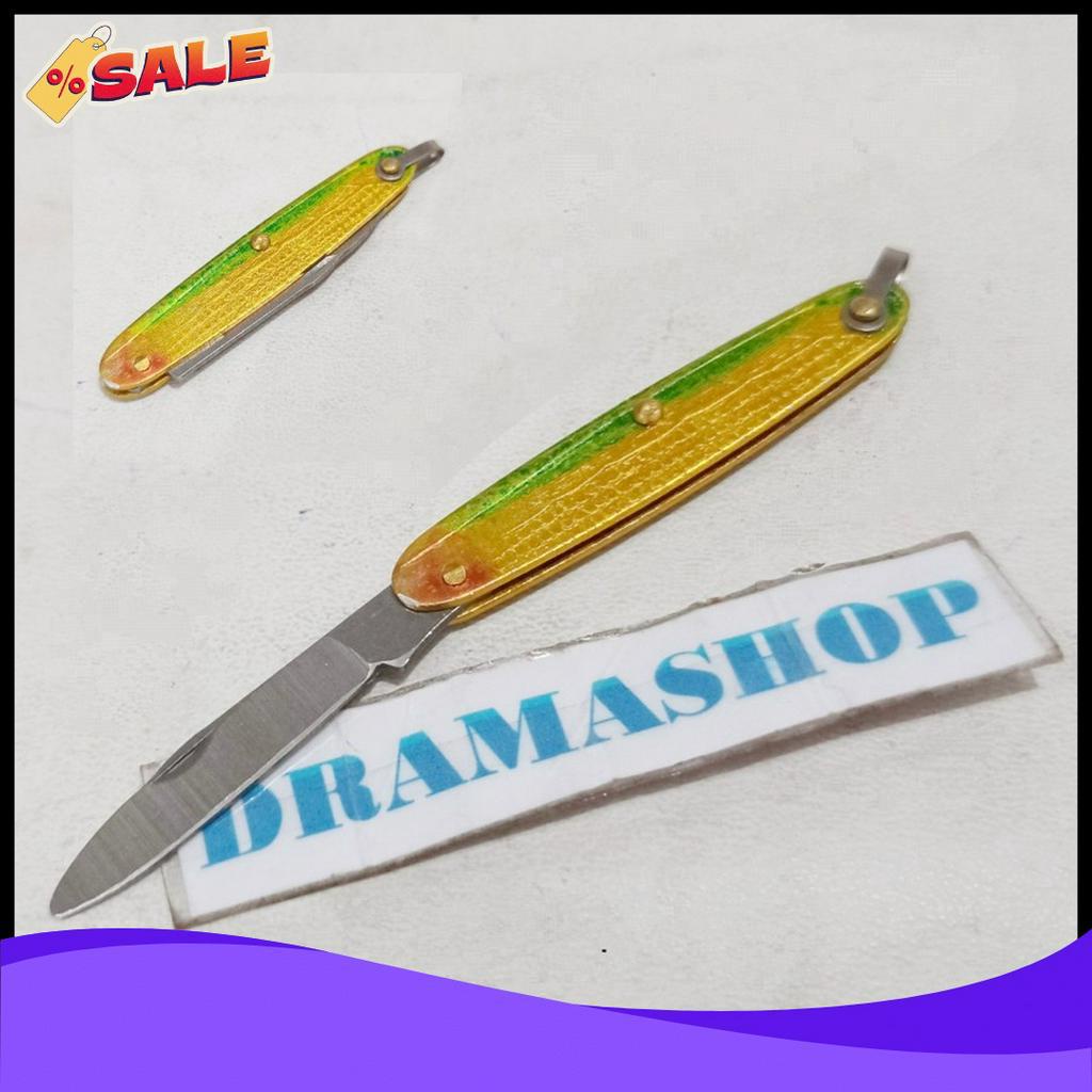 AWAS ADA Pisau Lipat jagung jimat full metal logam Mini Kecil