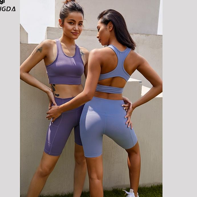 Set Pakaian Olahraga Wanita Pakaian Gym Pakaian Olahraga Fitness Yoga Gym Suit Seamless Setelan Baju