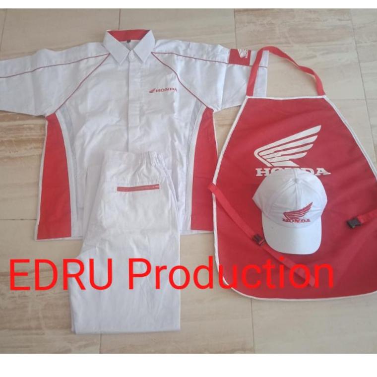 {GGP.10Jn22ѕ} SERAGAM MEKANIK  HONDA AHASS#SET(BAJU+CELANA+TOPI+CELEMEK)