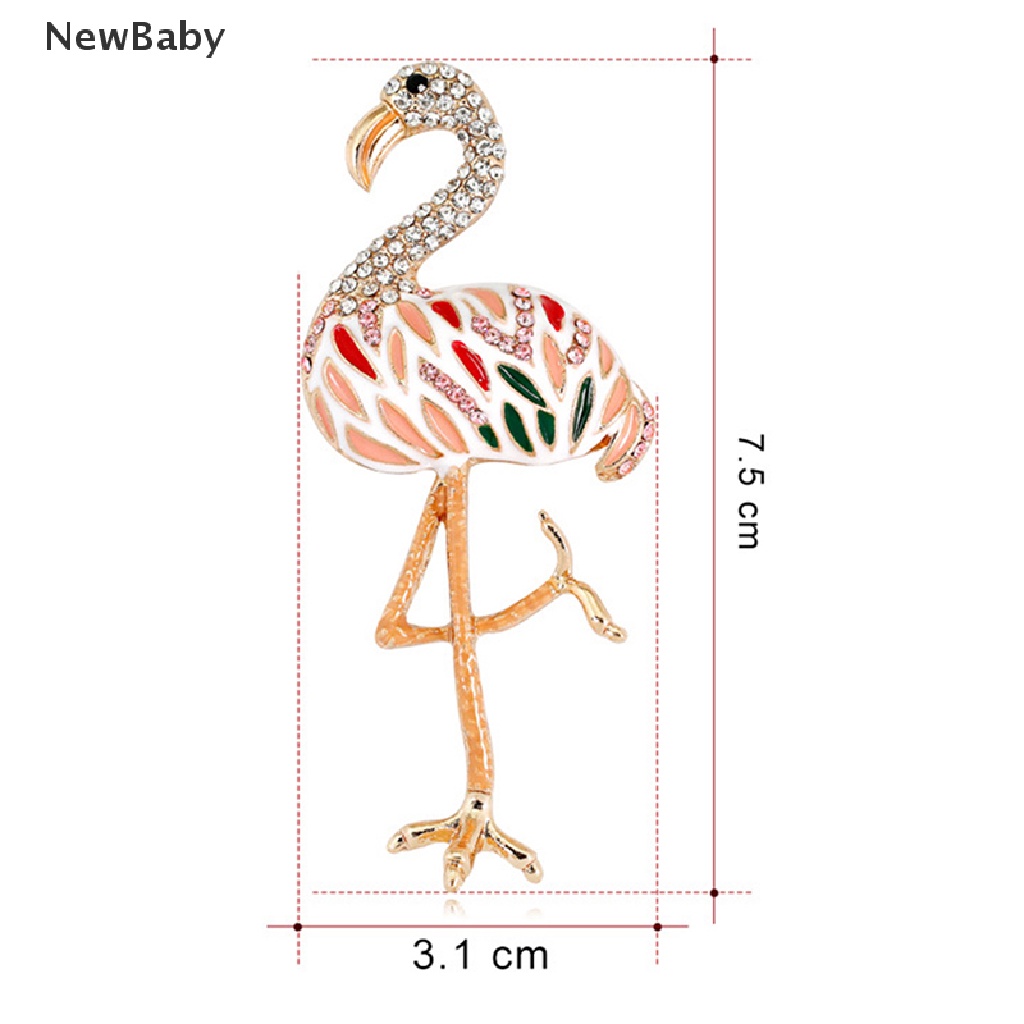 Newbaby Bros Pin Enamel Bentuk Flamingo Aksen Berlian Imitasi Untuk Hadiah Pernikahan