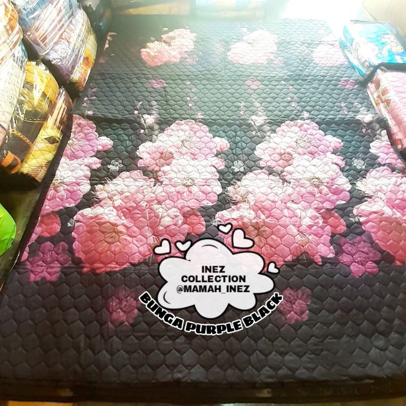 TIKAR QUILTING BUNGA PURPLE BLACK JUMBO