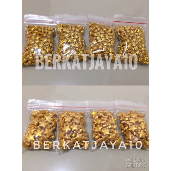 Sprinkle Mutiara Gold Emas bentuk Star Bintang Edible 20gr Dekorasi Kue