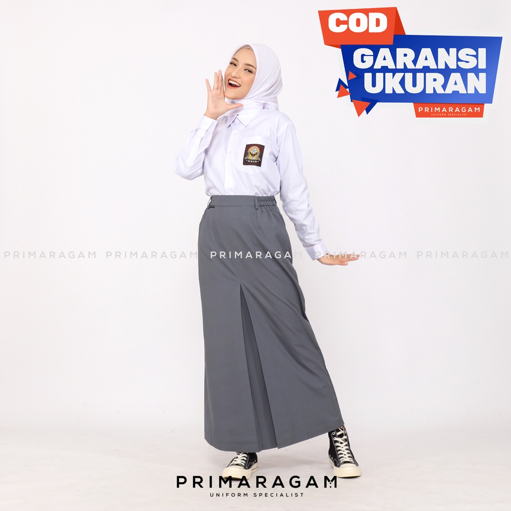 Primaragam Rok Seragam Sekolah Sma Span Panjang Abu Abu Belah Satu Depan Pinggang Karet