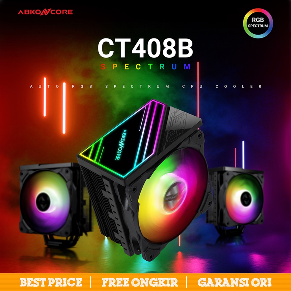 ABKO COOLSTORM T408B | 1 FAN RGB + LED Panel | CPU Cooler Abkoncore