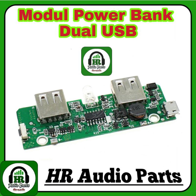 Modul Power Bank Dual Output USB 5V Baterai Littium ion 18650