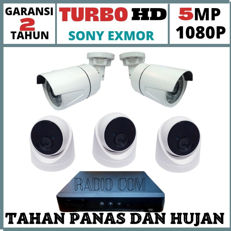 paket cctv 8 channel 5 camera 5mp 1080p ir sony turbo hd komplit