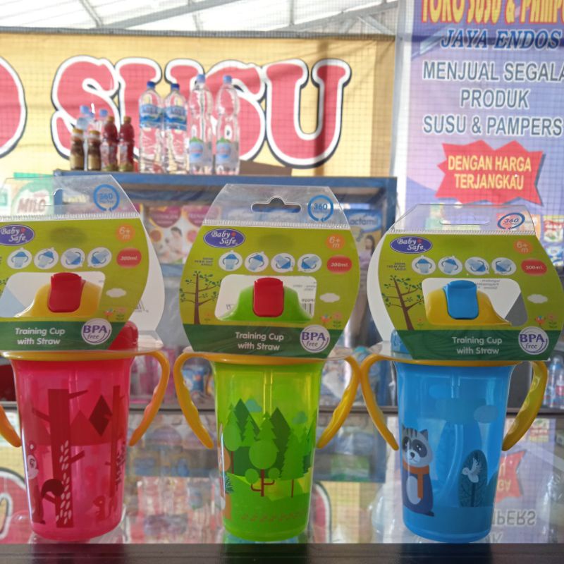 BABY SAFE TRAINING CUP WITH STRAW 300ml/ BOTOL SEDOTAN/ BOTOL MINUM ANAK