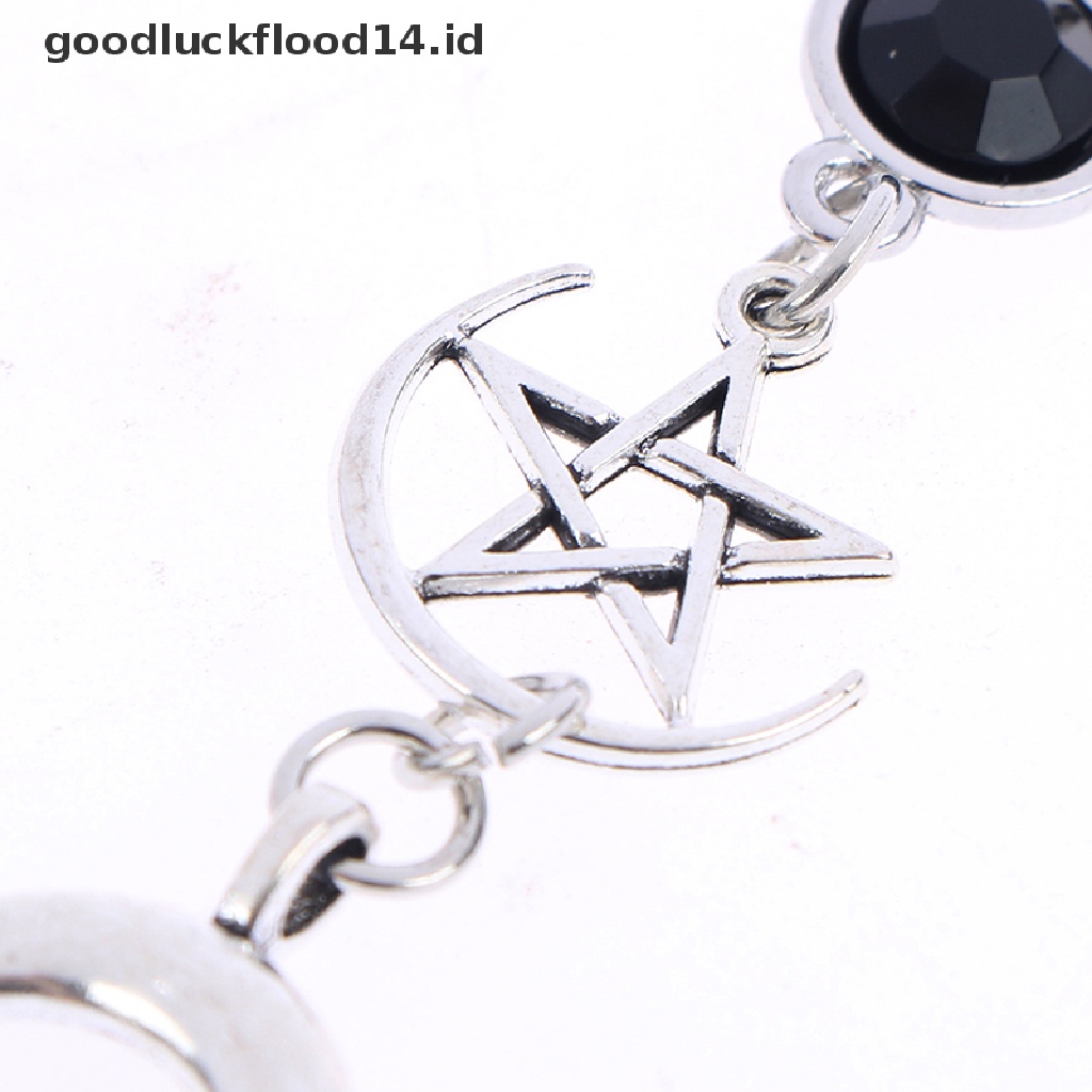 [OOID] Black Birthstone Earrings and Pentagram Witch Moon Earrings Gothic Celestial ID