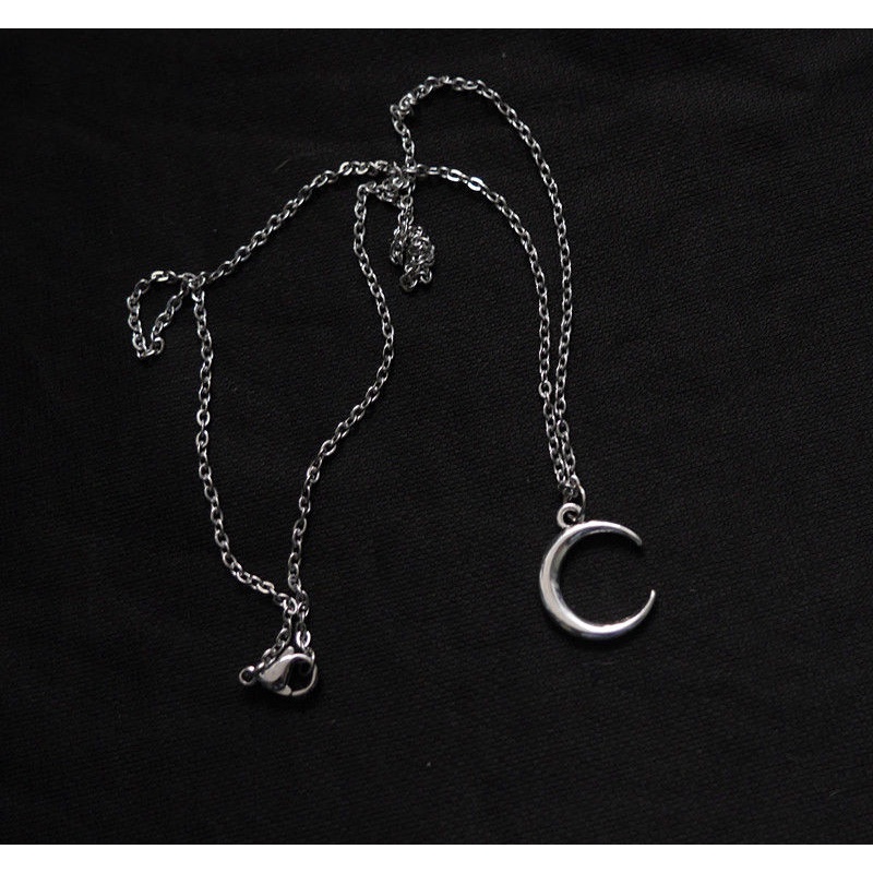 Necklace Accessories Dark Moon Pendant Chain Korea Retro