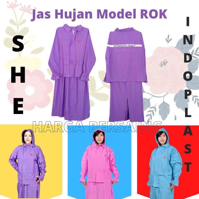 Jas Hujan Rok SHE - Jas Hujan Baju Rok Wanita Gamis Muslimah Poncho Ponco Terusan Baju Rok Hujan Hijabers