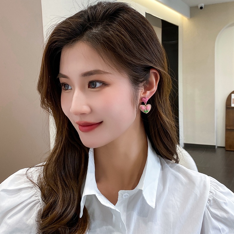 Anting Tusuk Motif Bunga Tulip Simple Trendy Untuk Wanita