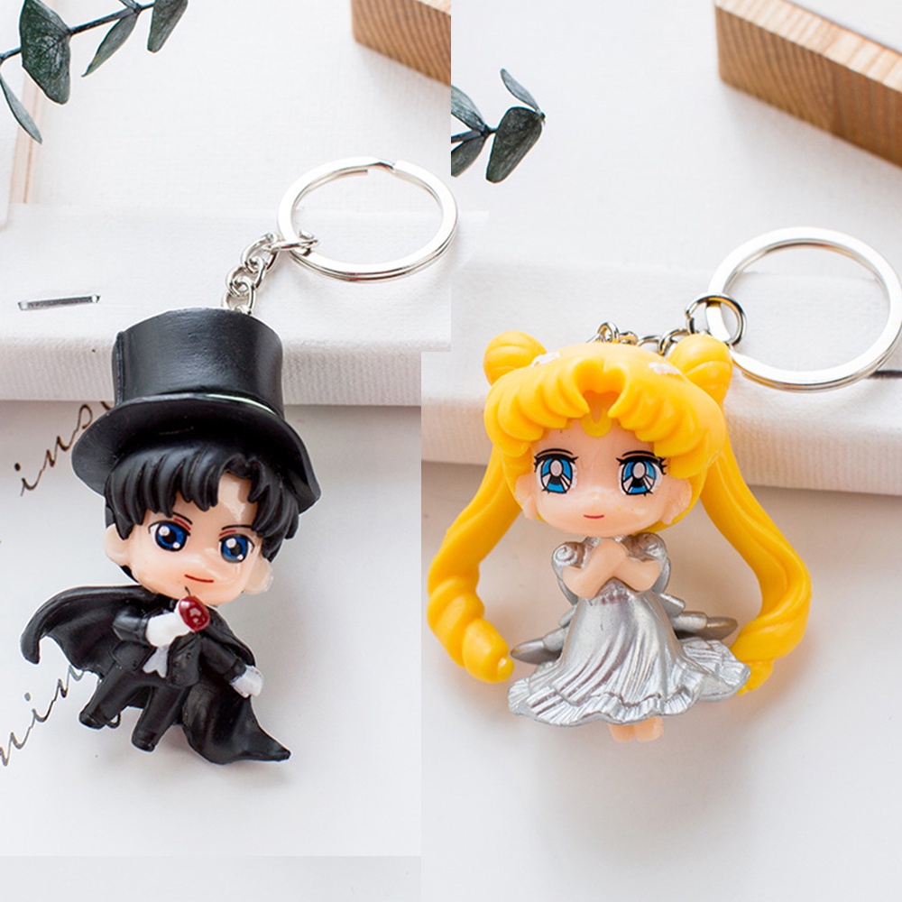 Needway  Men Sailor Moon Key Chain Kawaii Key Chains Anime Keyring Women Creative Gifts Japanese Anime Personality Cosplay Bag Pendants