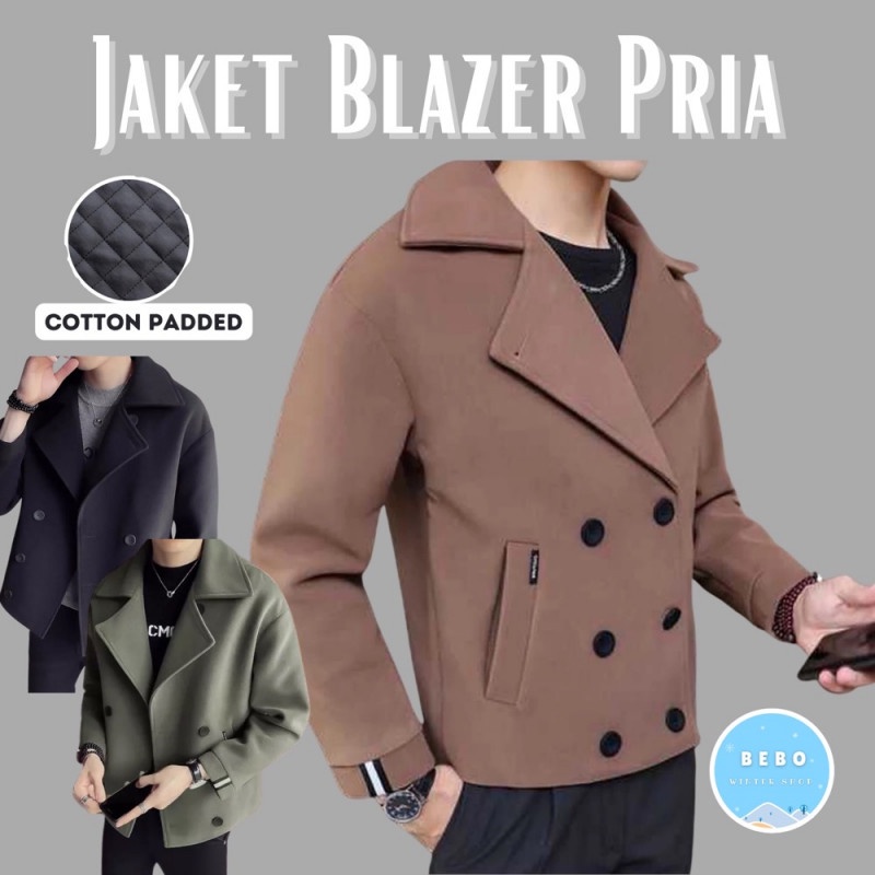 Jaket Blazer Pria Tebal Hangat untuk Winter Musim dingin