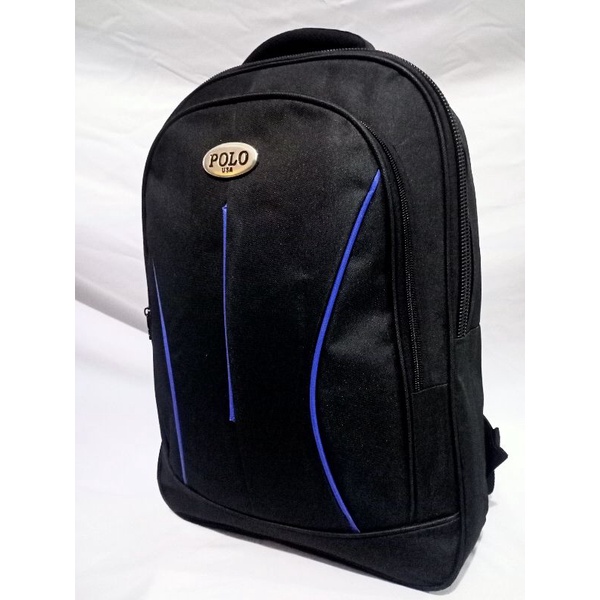 Tas Ransel Polo Pria tas ransel laptop tas sekolah (List biru)