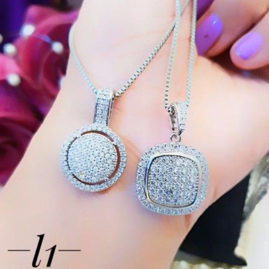 Titanium Kalung Liontin butiran permata terlaris