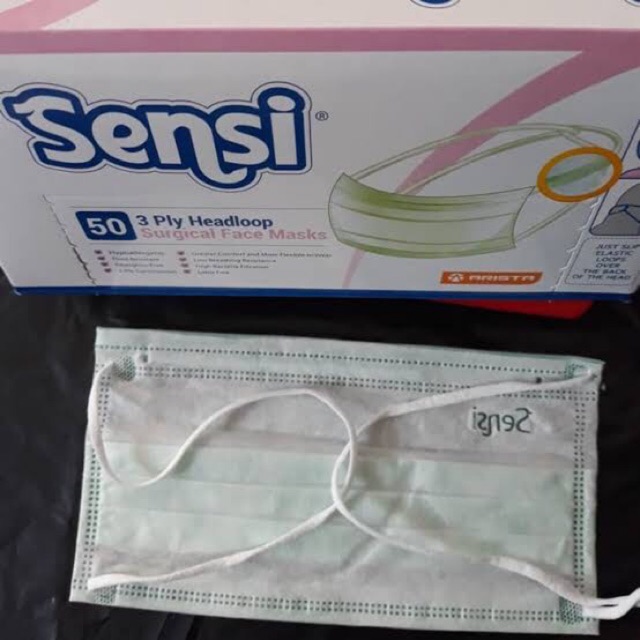 Masker tali winner surgical face mask tie on sensi earloop