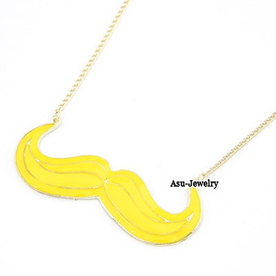 LRC Kalung Wanita personality fashion double moustache design pendant sweater chain