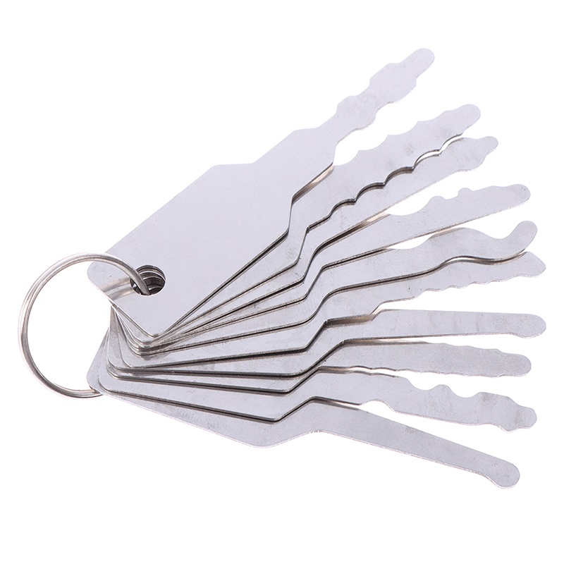 (LUCKID) 10pcs Kunci Jiggler Dua Sisi Bahan Stainless Steel Untuk Membuka / Reparasi Mobil