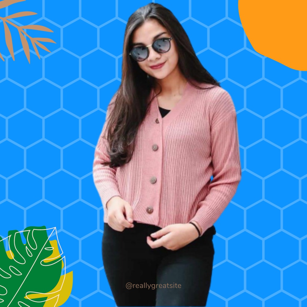 Baju Luaran Suiter Atasan Anget Hangat Switer Sweater Kardigan Wanita Oversize Rajut Dewasa Kekinian