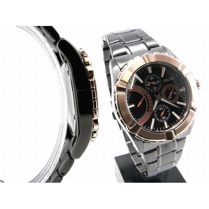 Seiko Lord SRL024 Retrograde Rose Gold Bezel Black | Jam Pria SRL024