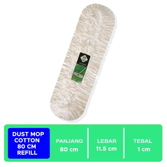 REFILL Pendorong Debu Dust Mop Cotton 80 cm Kain Pel Cotton Cleanmatic 211470