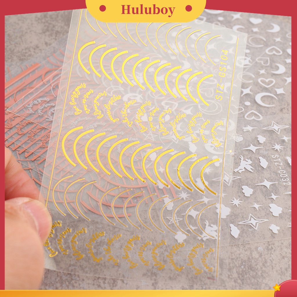 Huluboy Huluboy♡ Strip Kuku 3D Bentuk Setengah Bulan Warna Rose Gold Untuk Manicure Wanita