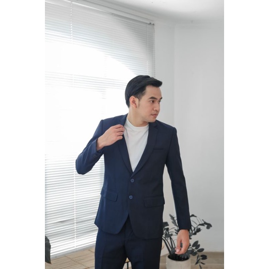 Mubeng - Elegant Jas Slimfit Navy (Free Cover Jas)