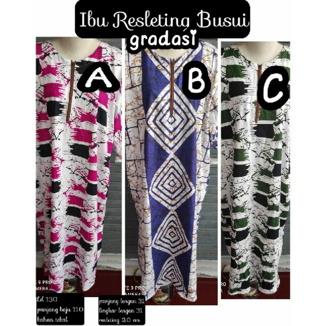 Daster ibu resleting busui motif gradasi
