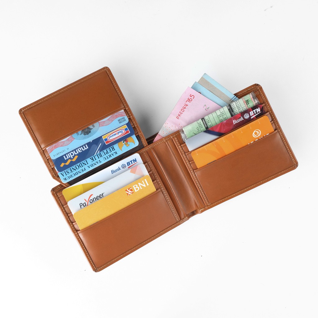 dompet pria kulit asli model lipat kartu keatas warna TAN PHWL428