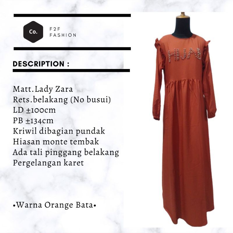 DRESS GAMIS LADY ZARA POLOS ORANGE BATA