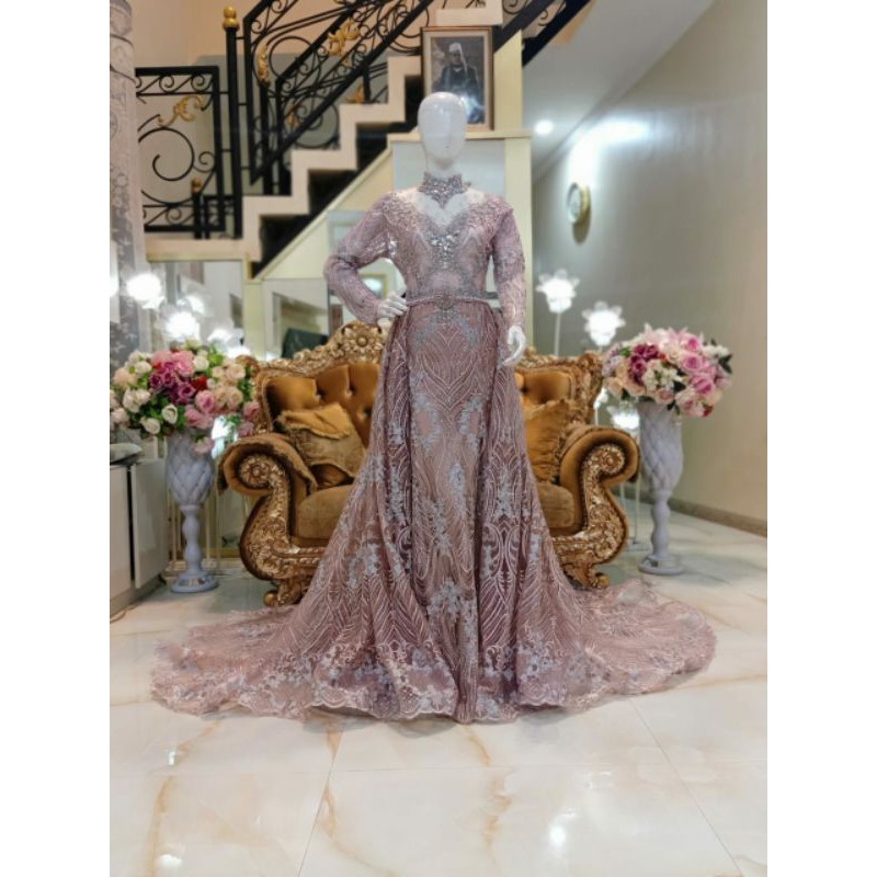 GAUN PENGANTIN SLIM BEREKOR MODERN //GAUN WEDDING MEWAH