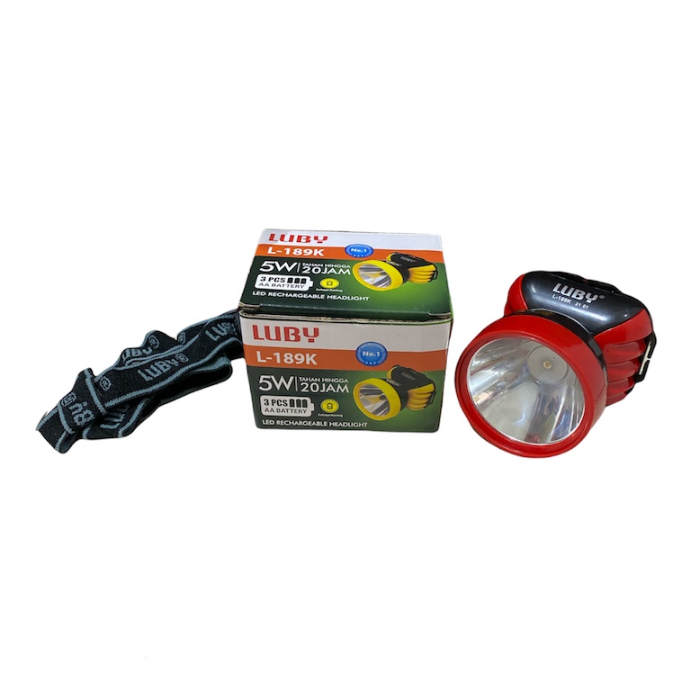 Luby Senter Kepala Super Terang LED L-189K LAMPU KUNING 5 Watt 250 Meter 20 Jam