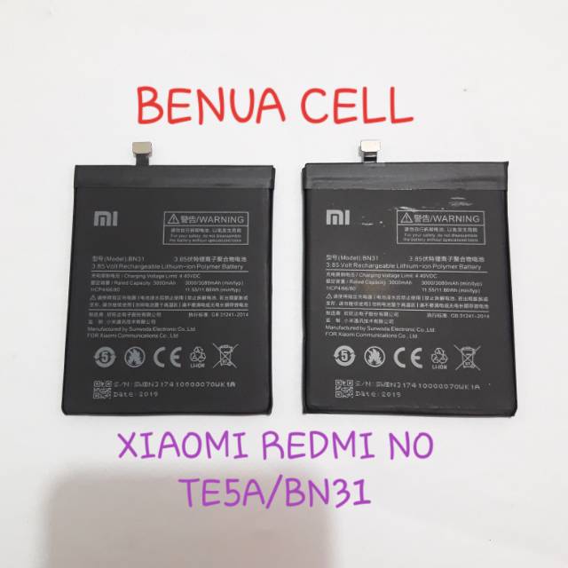 BATERAI XIAOMI REDMI NOTE5A/BN31