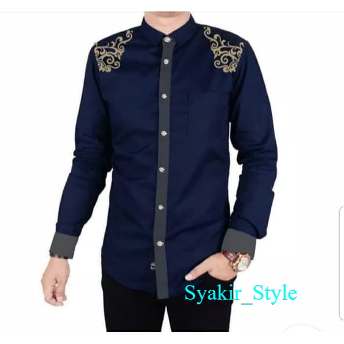 KOKO IRFAN NAVY SC-Baju koko pria katun navy