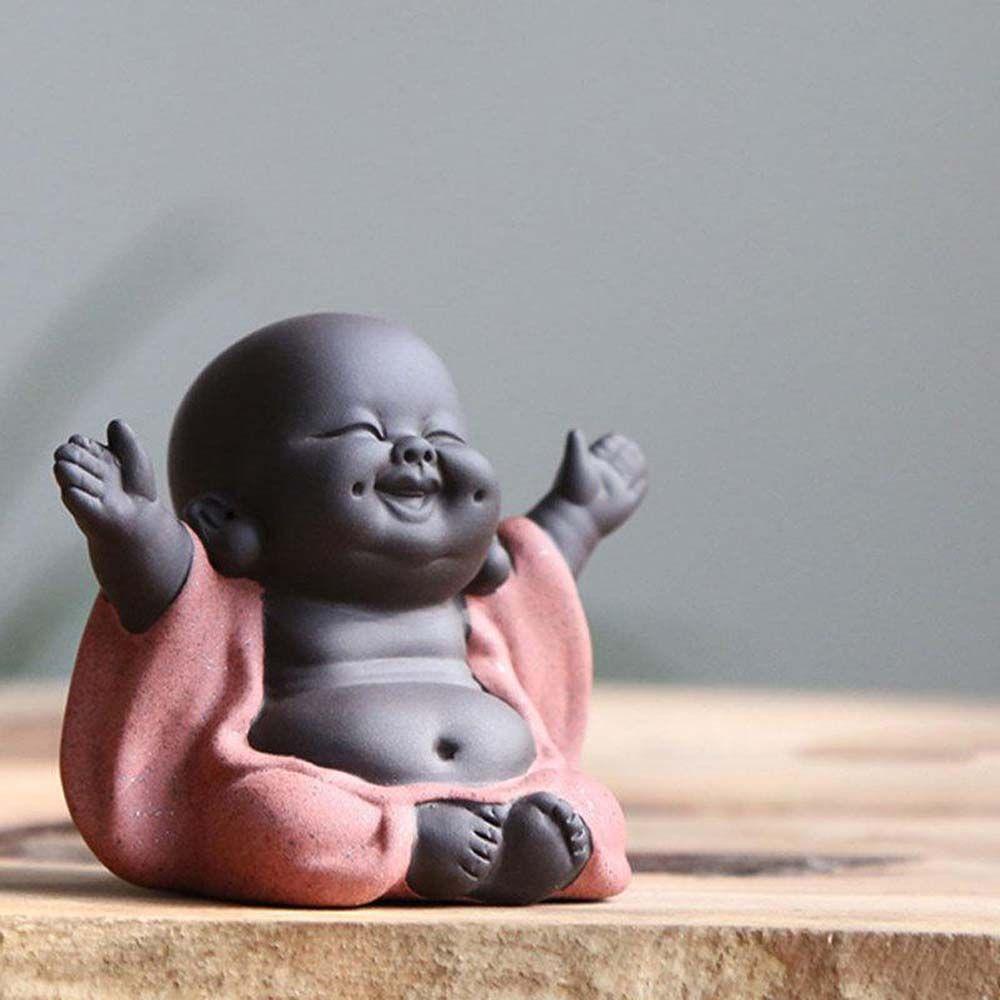 Lanfy Maitreya Buddha Figure Untuk Anak Hadiah Dekorasi Desktop Patung Kartun Buddha Tangan Ukiran Teahouse Ornamen Koleksi Figure Patung Teh Ornamen Mobil