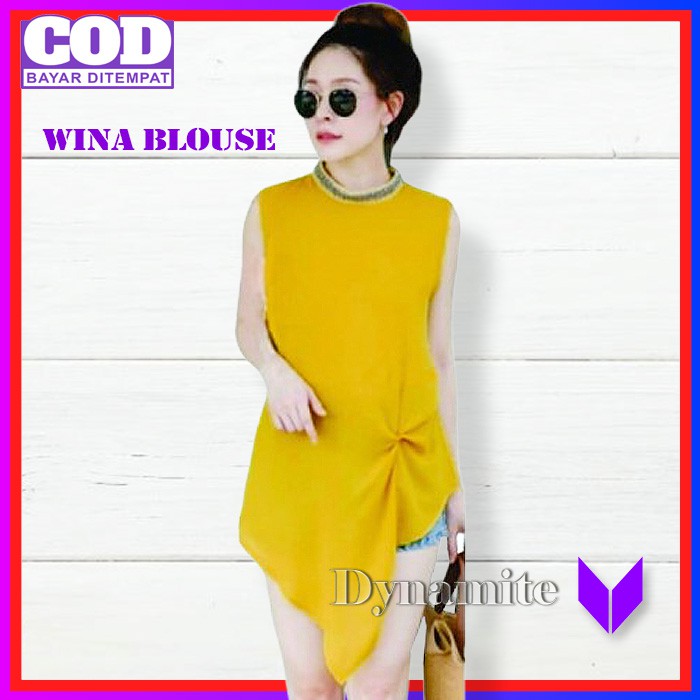 Baju Atasan Blouse Bluse Wanita Cewek Lengan Panjang Kekinian Terbaru 2021 Import Premium Cod WINA