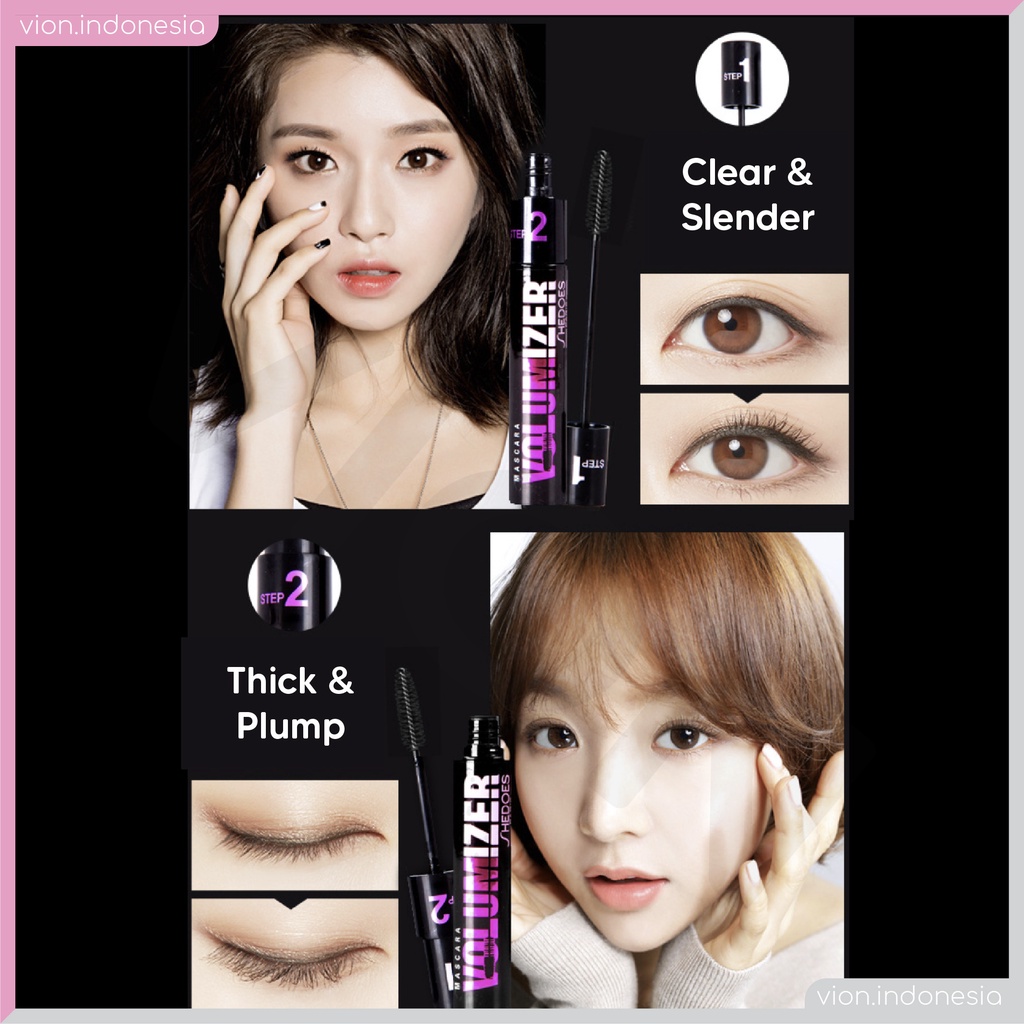 SHEDOES Paris 2 Steps Volumizer Mascara Thick Slender Black Pink Original SD005