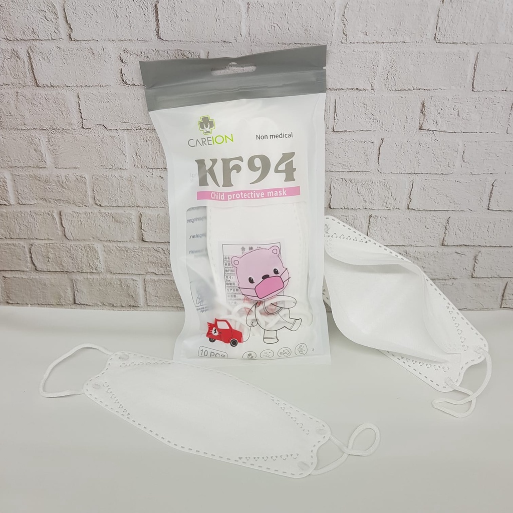 ENZ ® Masker Anak KF94 Sachet 4Ply isi 10Pcs Putih Hitam Abu Warna Korea KF 94 Earloop Mask Kemenkes 1007