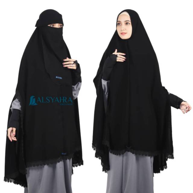 Khimar handsplit Alshams Niqob Poni Jetblack Alsyahra Exclusive