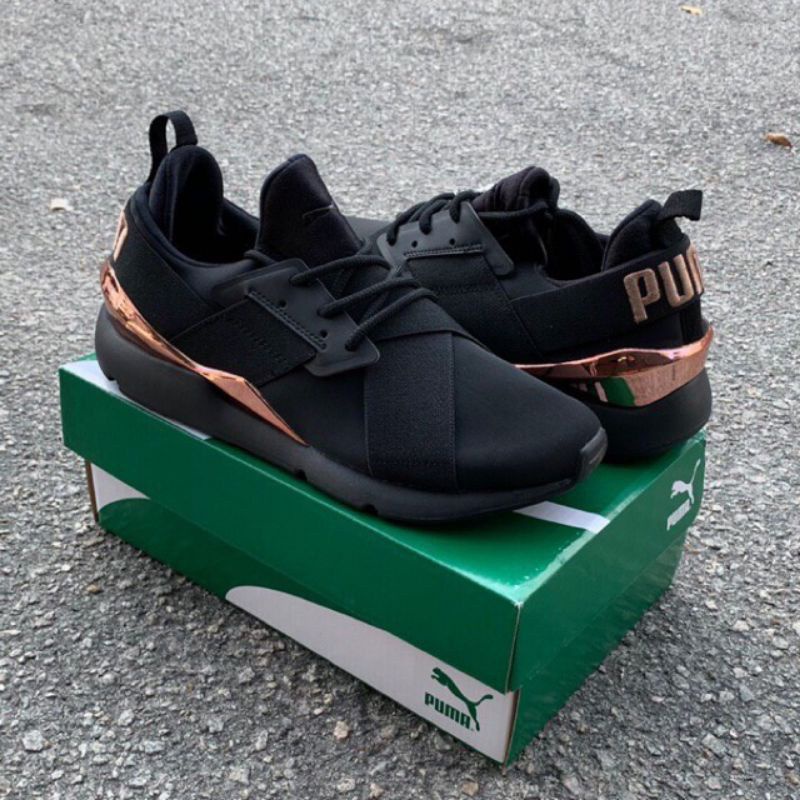 PUMA MUSE SATIN X2 BLACK ROSE GOLD PREMIUM ORIGINAL