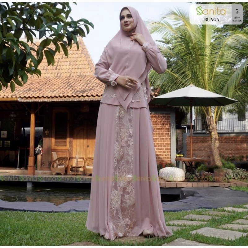 READY BUSANA GAMIS BUNGA SYARI By Sanita