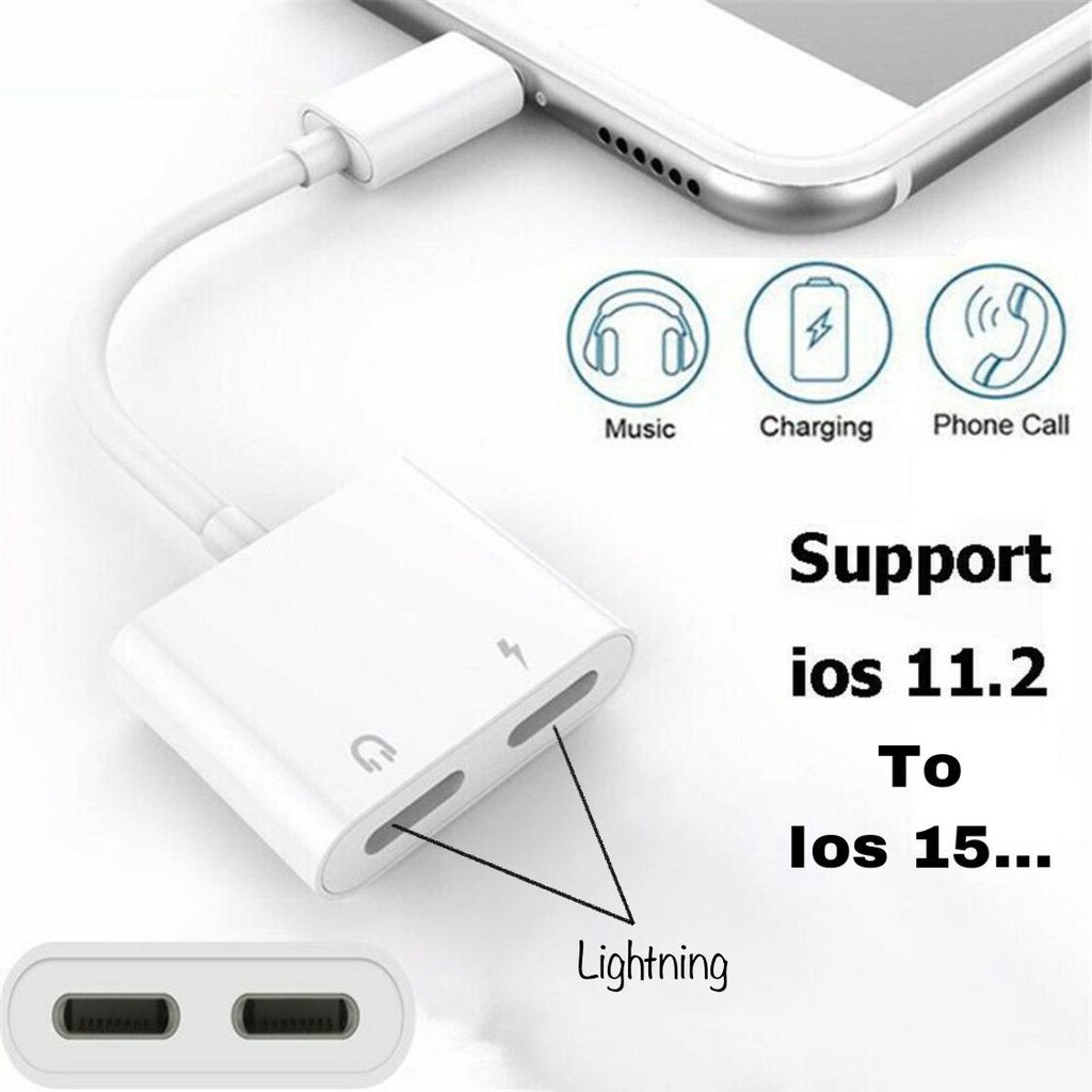 konektor Audio untuk Iphone 2in1 - Adaptor Charger Lightning + Lightning Audio